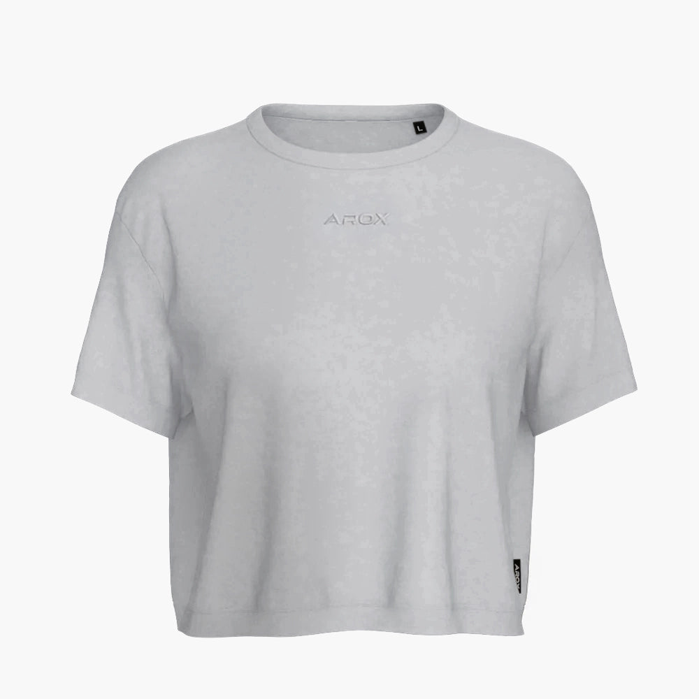 Women's sportstech box crop t-shirt (Light grey)